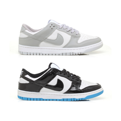 Kit 2 Pares Dunk Low Branco Cinza E Branco Preto Verniz